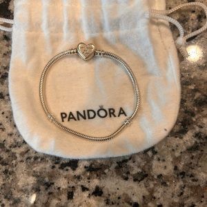 Pandora Moments Sparkling Infinity Heart Clasp Snake Chain Bracelet